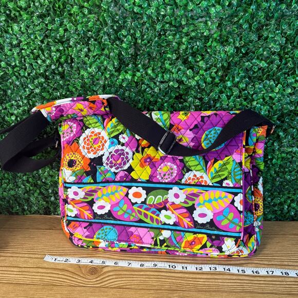 Vera Bradley Messenger Bag in Va Va Bloom Computer Bag Shoulder Bag College - Picture 3 of 10